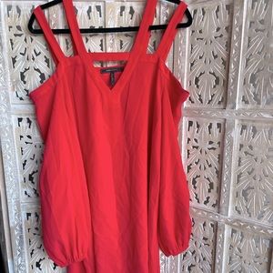 BCBG Balloon Sleeve Red Dress